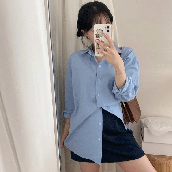 데일리 오티티 코튼 바스락 박스 오버셔츠