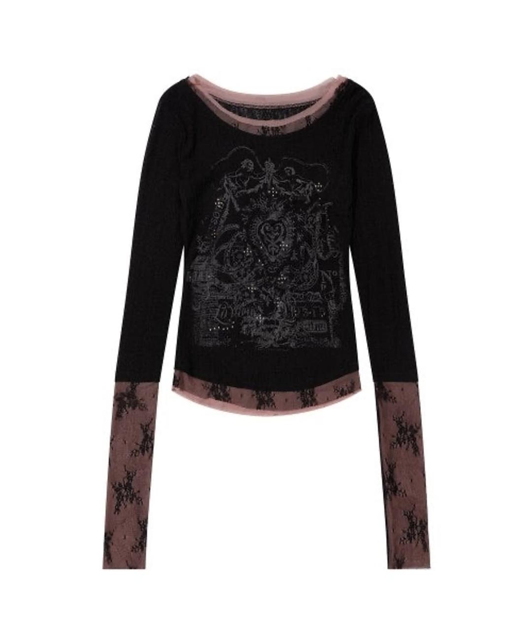Triple Lace Layered Tee Black | 후루츠패밀리