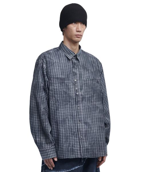 OVERDYED CHECK SHIRT - CHARCOAL