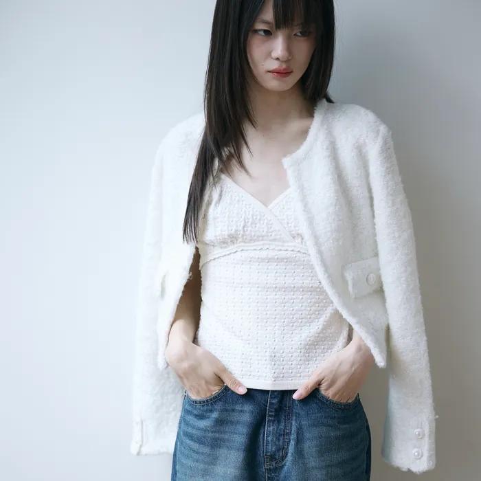 Tweed knit sleeveless