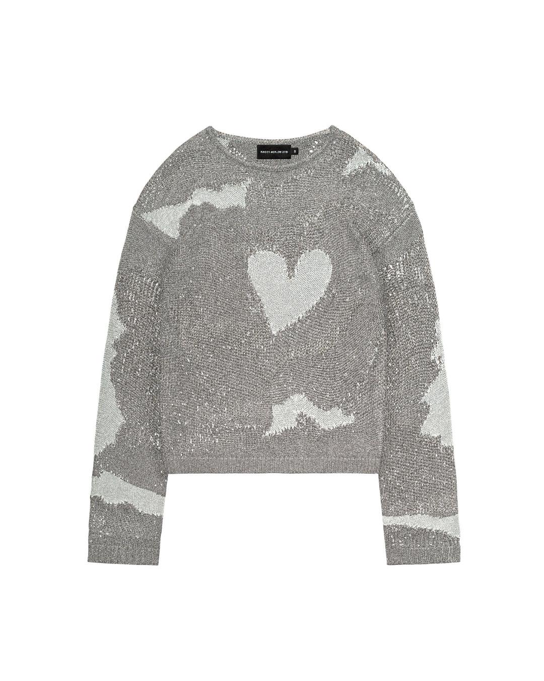 Distressed Reflective Metal Knit Sweater - S