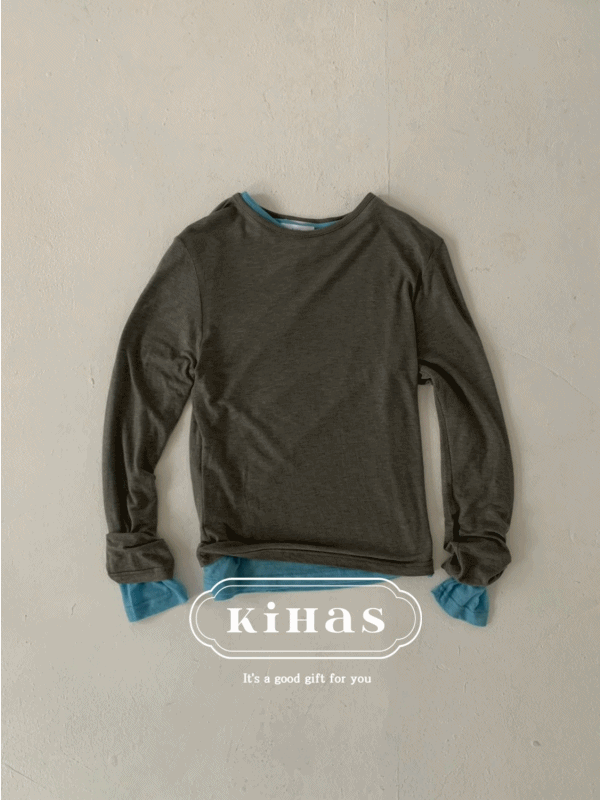 기하스 [🤍주문폭주]울 텐셀 레이어드 절개 긴팔 시스루 이너 티셔츠 (4c)