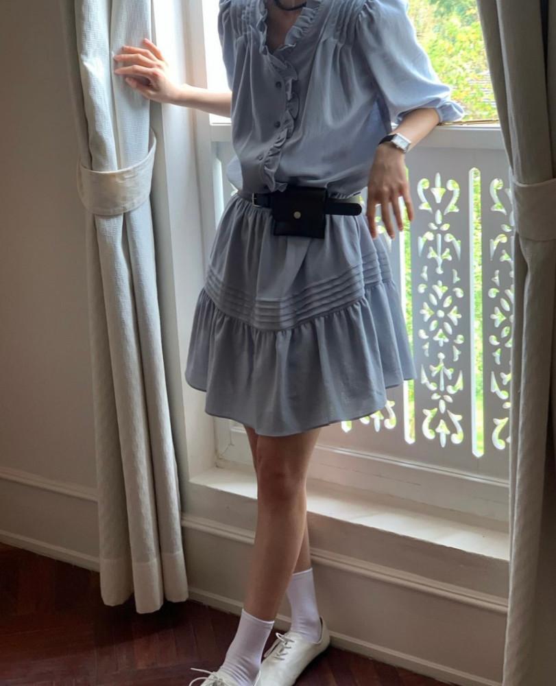 오버테이크 포인트 원피스 (3color) overtake 여행지 프릴원피스 미디 7부소매