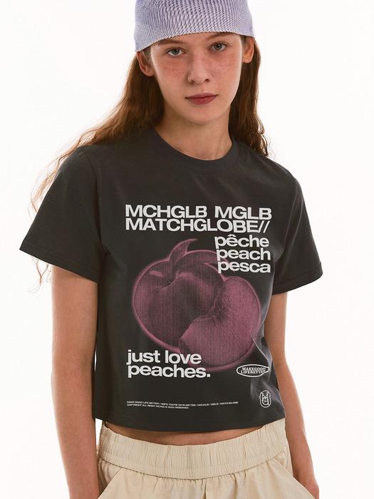 PEACH CROP TEE (DARK GREY)