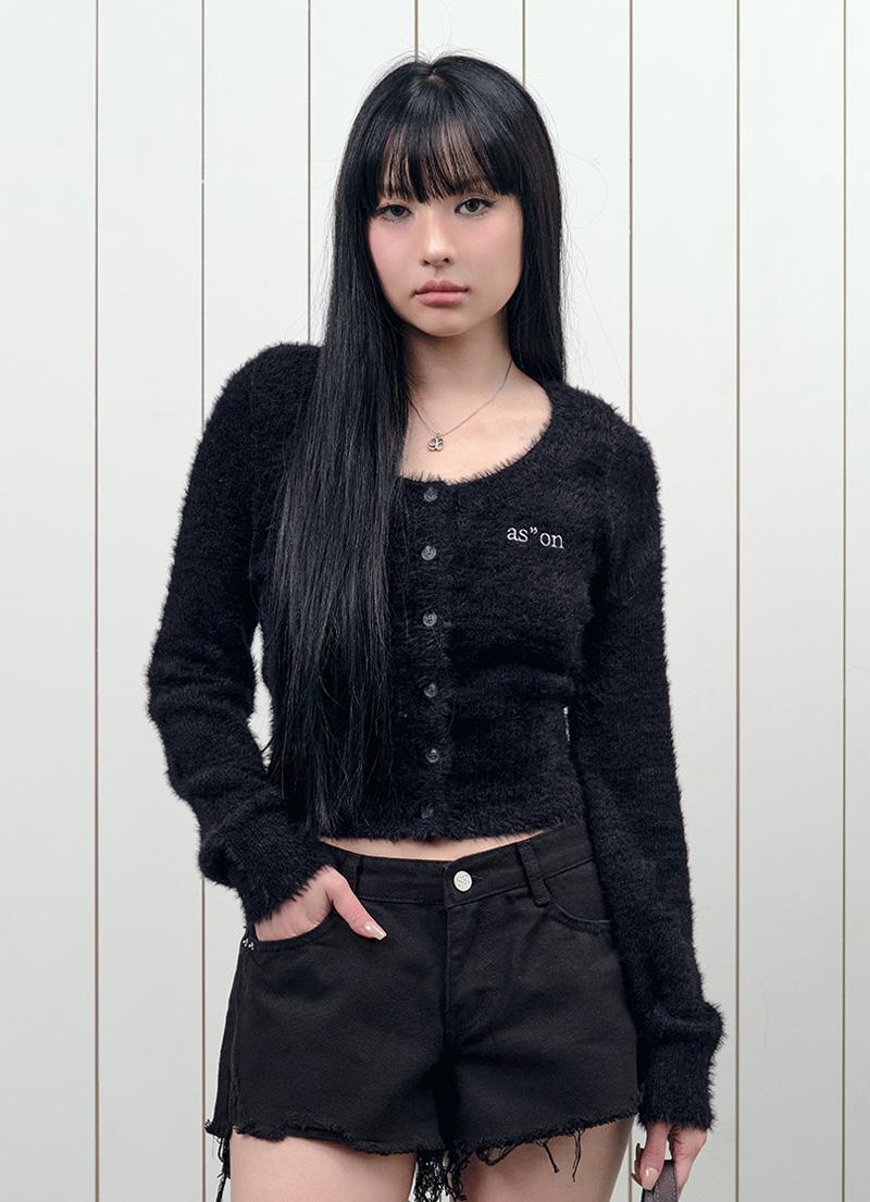 NIA HAIRY CARDIGAN / BLACK