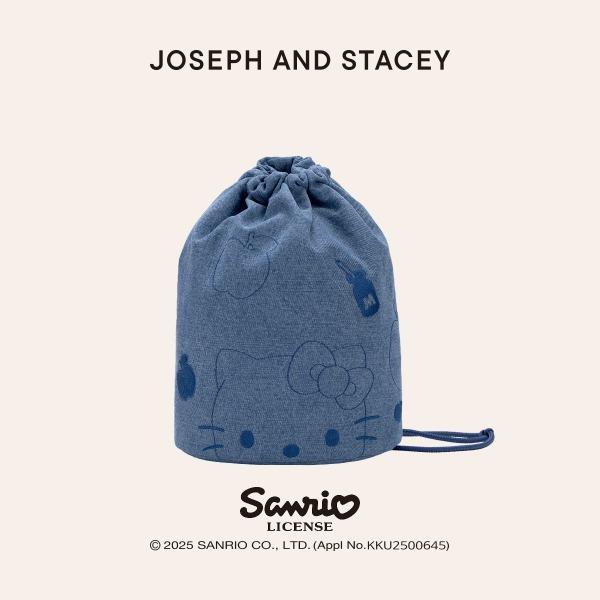[11월 오픈예정] 데님 스트링 백팩 헬로키티 워시드 블루
