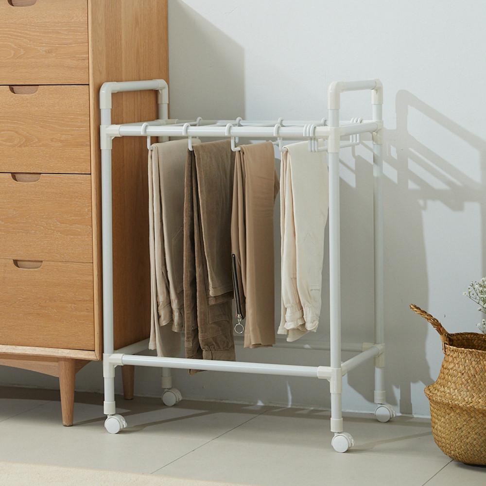 철제 이동식 바지걸이 행거 1단 카트형 트롤리