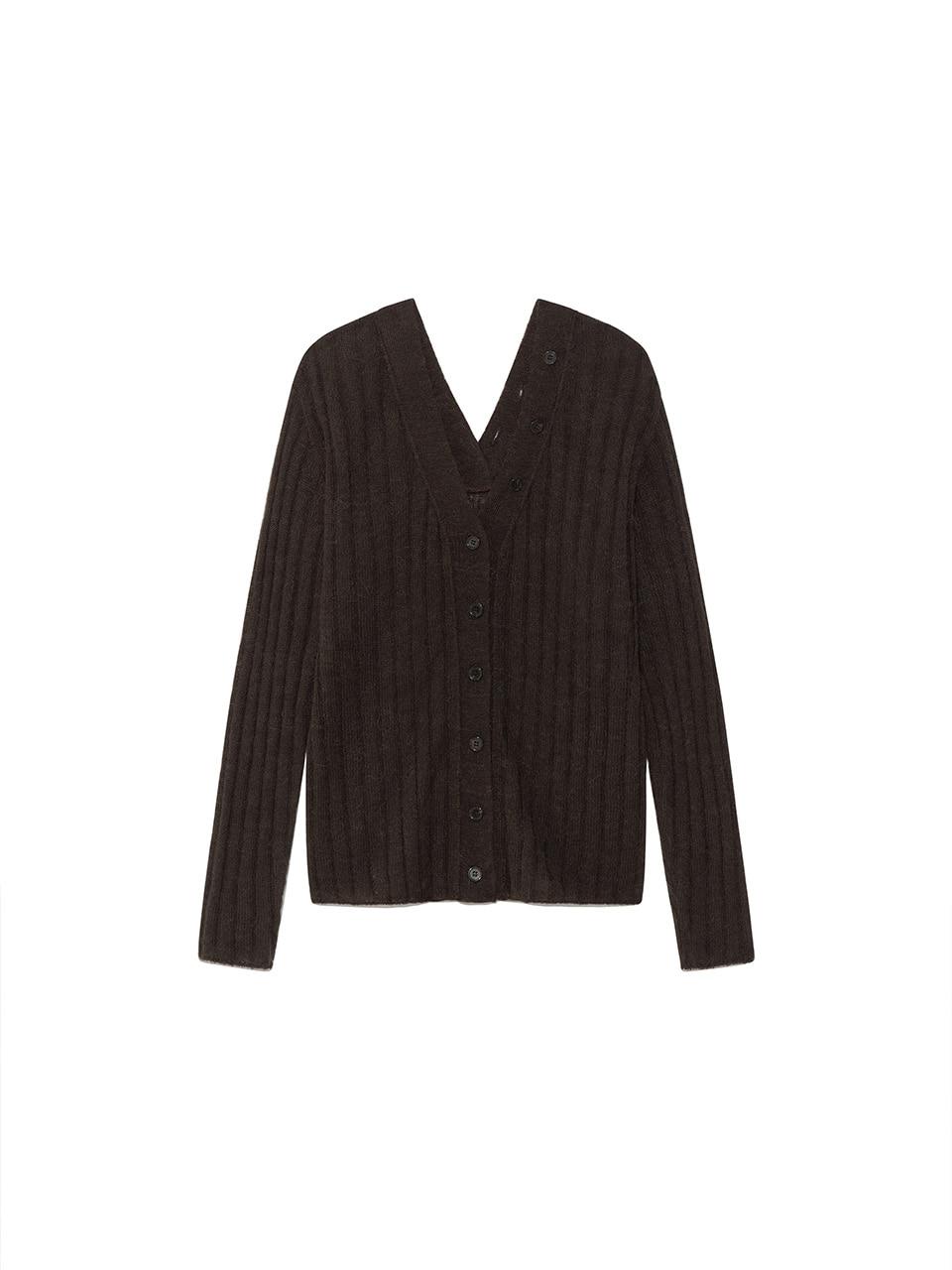 [Kijun X KHIHO] Two-Way Buttons Cardigan Brown