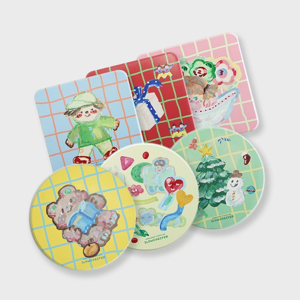 SLCO Tea Coaster (6TYPE) - 사각 원형 규조토 코스터