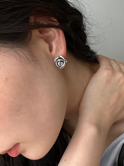 [silver925] black rose earring (S)