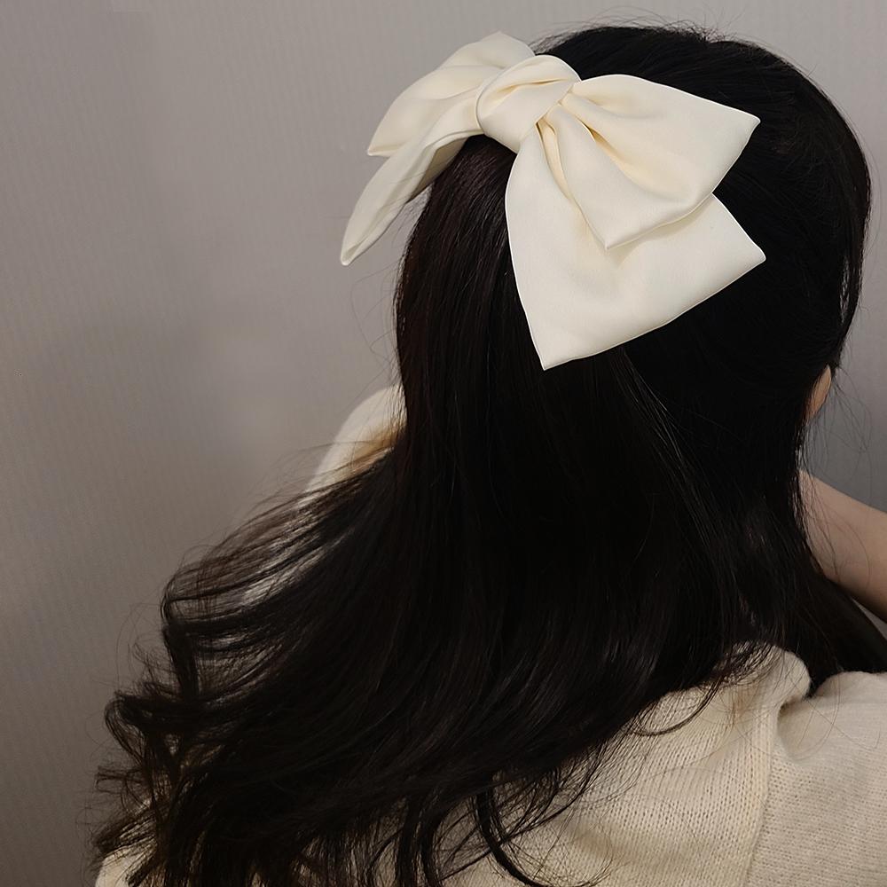 [블링살롱made/국내제작] 봄신상 고급 새틴 왕리본핀 2단 리본 자동핀 2color 왕리본핀 아이보리