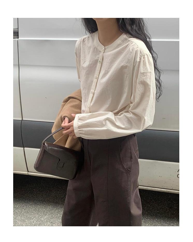 비엔느 [당일/쿠폰] Jinsim 진심 소호 라운드 셔링 블라우스 셔츠 (3c) 소라 당일발송