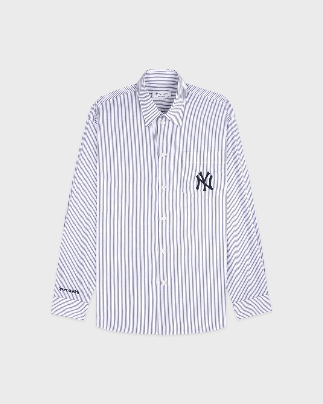 Yankees Serif Oversized Shirt - Navy Striped - Navy Striped / X-Small