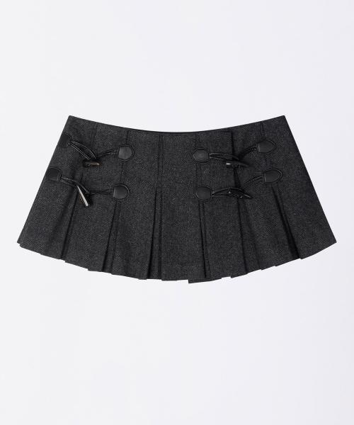 Wool Micro Wrap Skirt Gray
