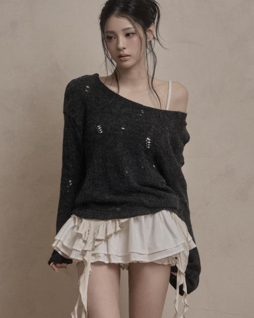 Damage Punching Knit (charcoal)