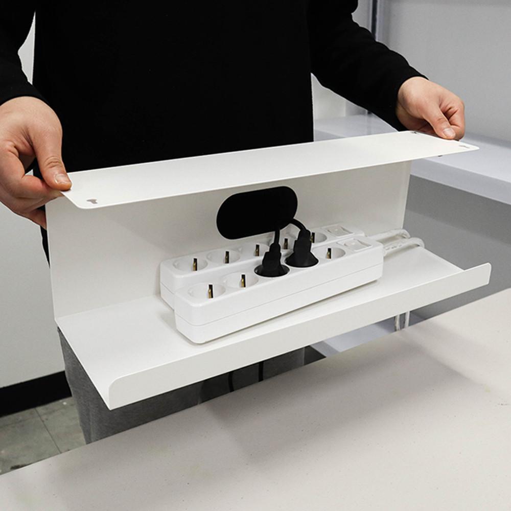 무타공 멀티탭 선반 거치대 콘센트 가리개 트레이 보관함 케이블 컴퓨터 책상 선정리 중형