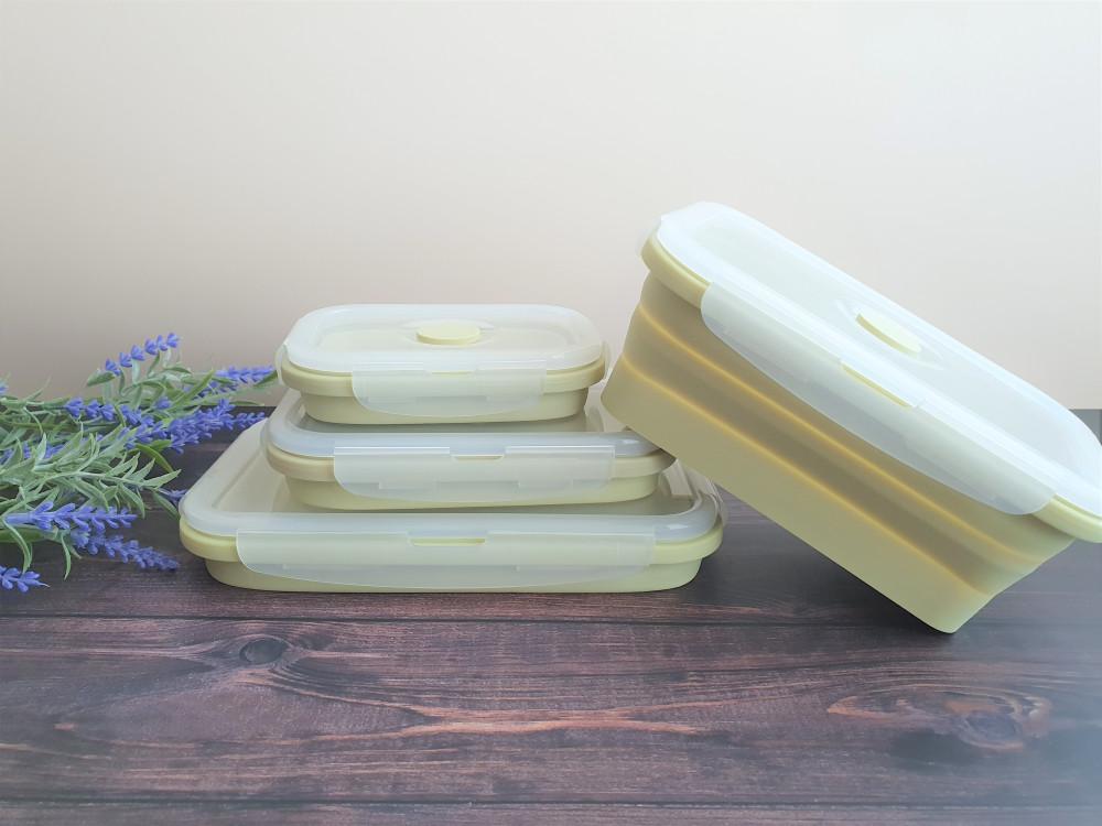 1세트 친환경 실리콘 접이식 용기 반찬통 런치박스 다이어트 밥팩