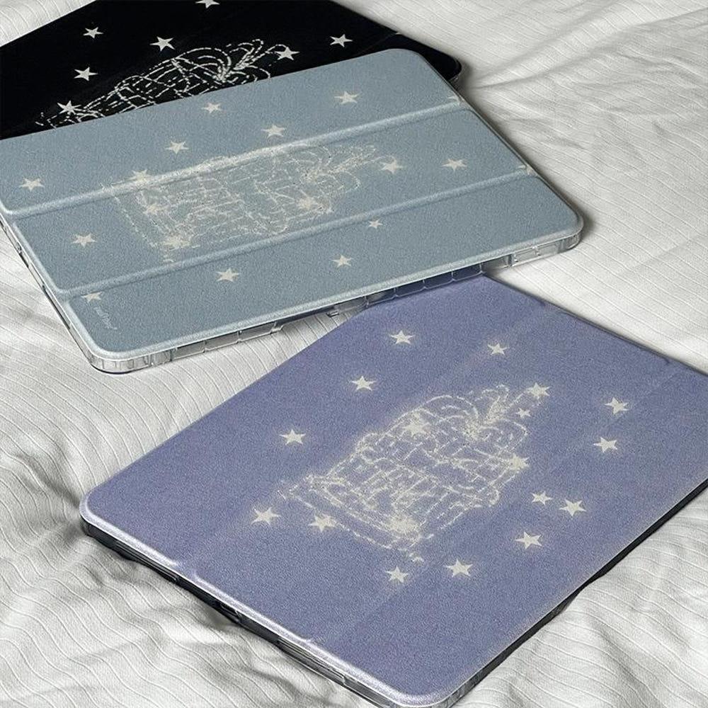 수심 Moonlit Wave Ipad Case 문릿 아이패드 케이스 펜슬 수납 충전 별