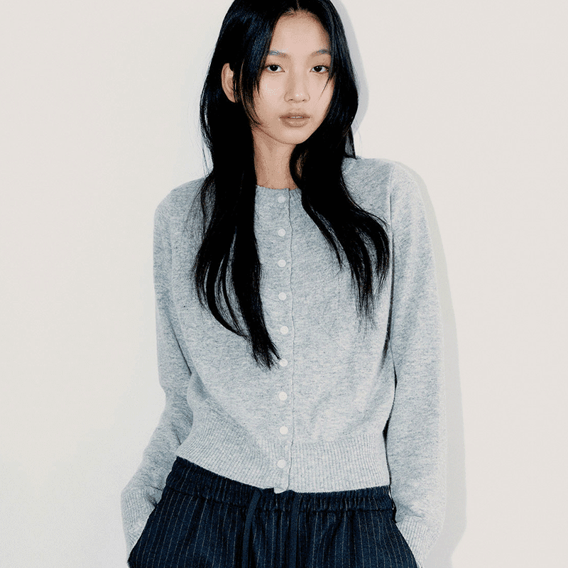 [OAFISH] Merino Wool Basic Cardigan, Melange