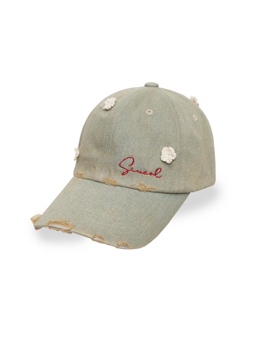 Damage denim ball cap (dusty yellow)