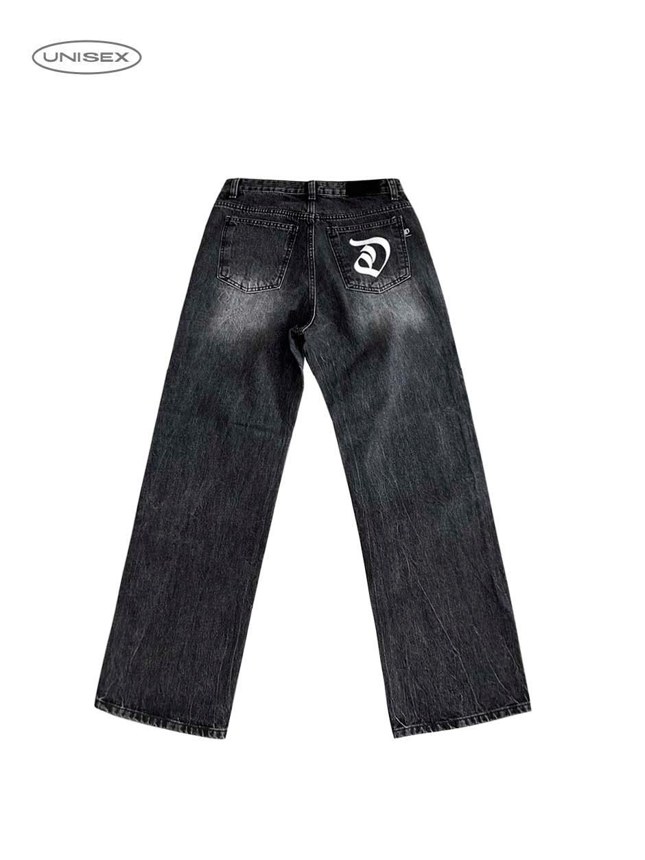 Nas raw wide denim in black