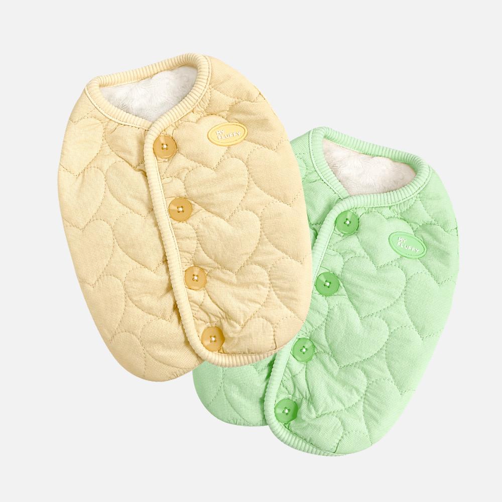 마이플러피 강아지옷 하트 깔깔이 뒷단추 조끼