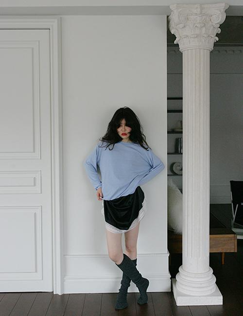 lace trim side open dress in black