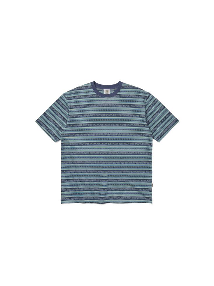 예스 자카드 스트라이프 티셔츠 블루