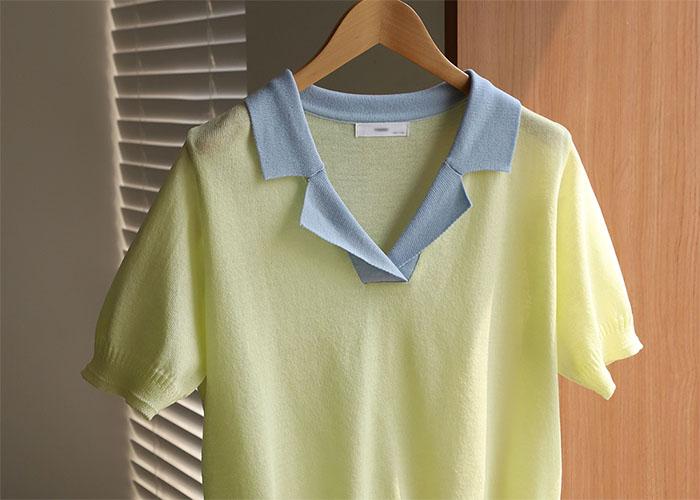 allo 배색 카라니트