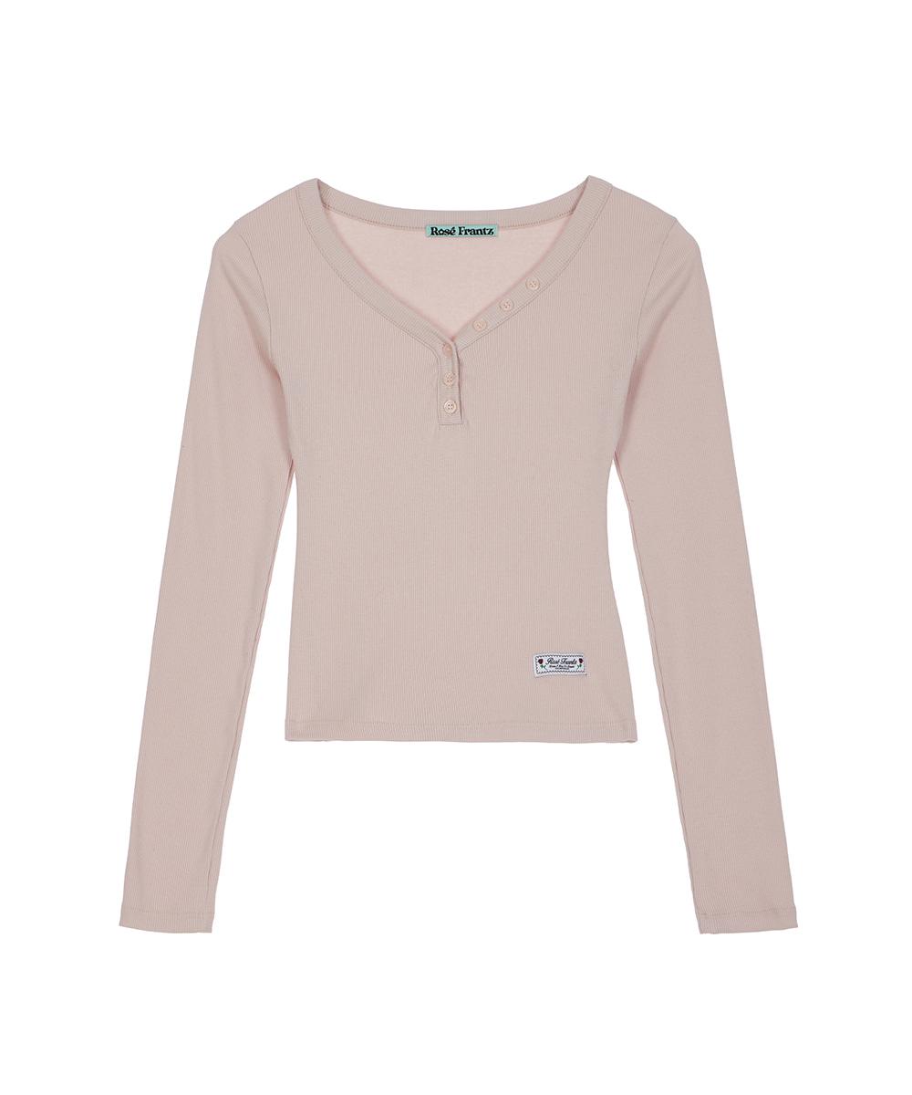 [12/12 예약발송] V-neck Button Long Sleeve [Pink]