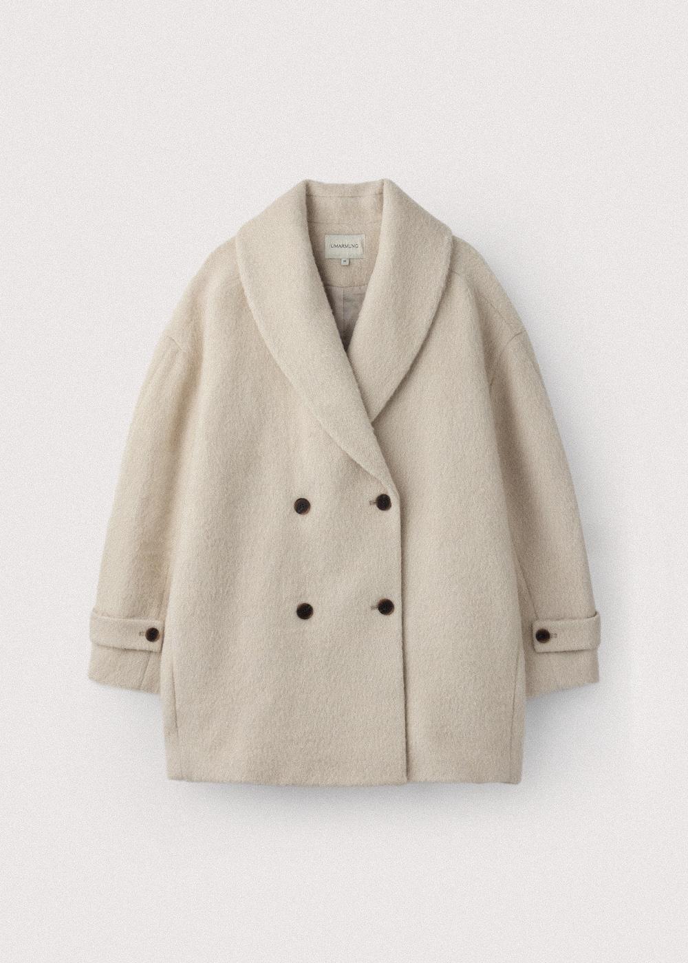 Wool Alpaca Shawl Collar Half Coat_Cream