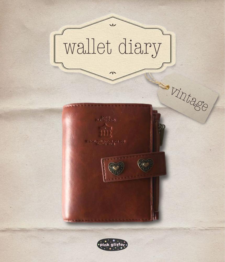 vintage wallet diary 빈티지 월렛 다이어리 지갑 브릭레드 여행 유니크 5공 바인더