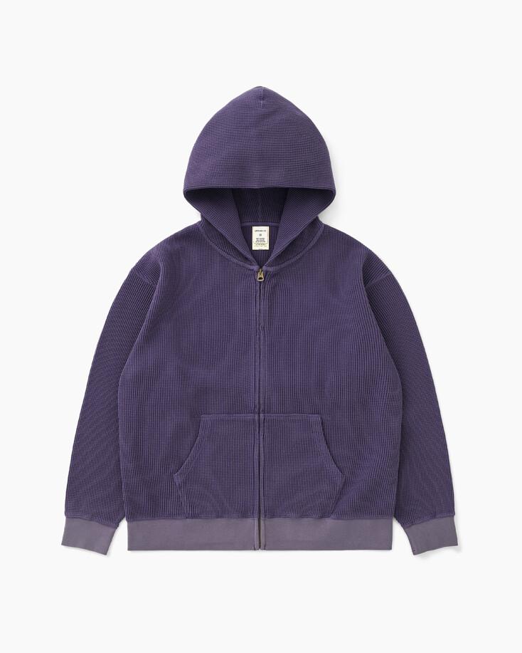 Waffle Full Zip Hoodie Purple