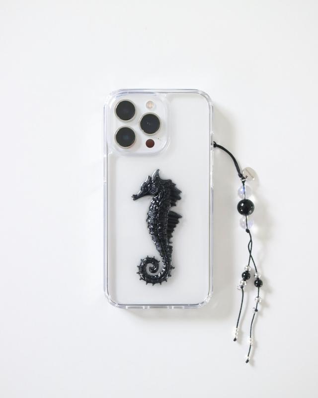 (14PRO 6월 12일 이후 순차 발송)Seahorse iPhone case_ Black