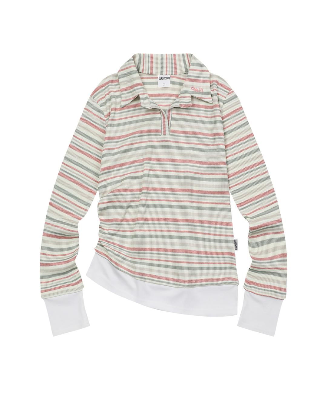 레이어드 스트라이프 카라티 아이보리