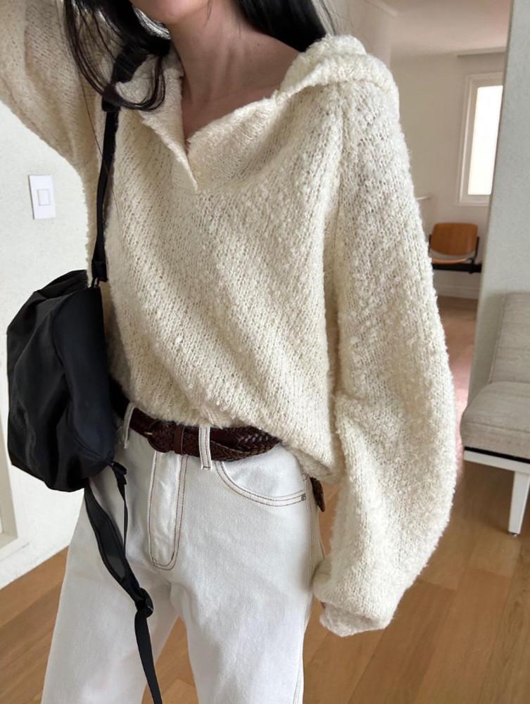 24SS underrow 언더로우 푸들 후드 니트 부클