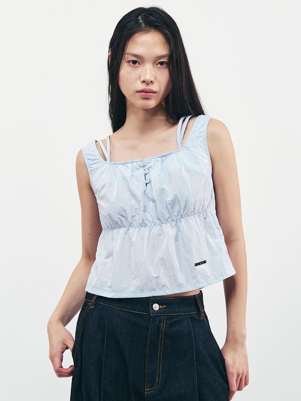 [패밀리] 더블 스트랩 스퀘어넥 슬리브리스 탑_3COLORS