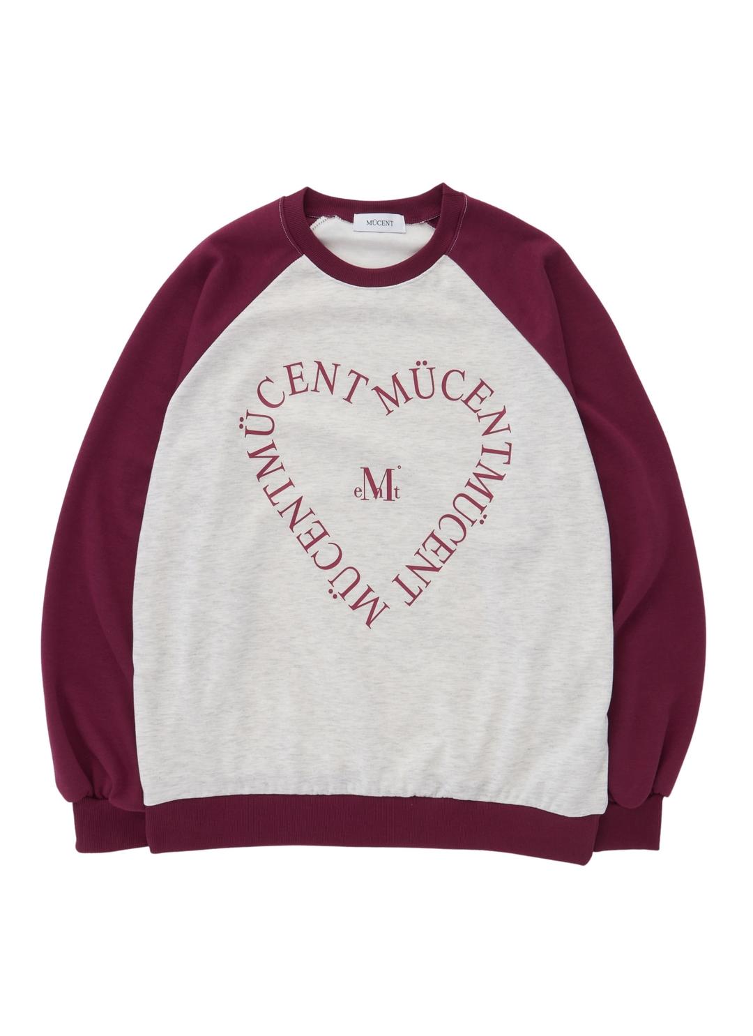 HEART LETTERING RAGLAN MTM (4Color) 하트 레터링 나그랑 배색 맨투맨 (4컬러)