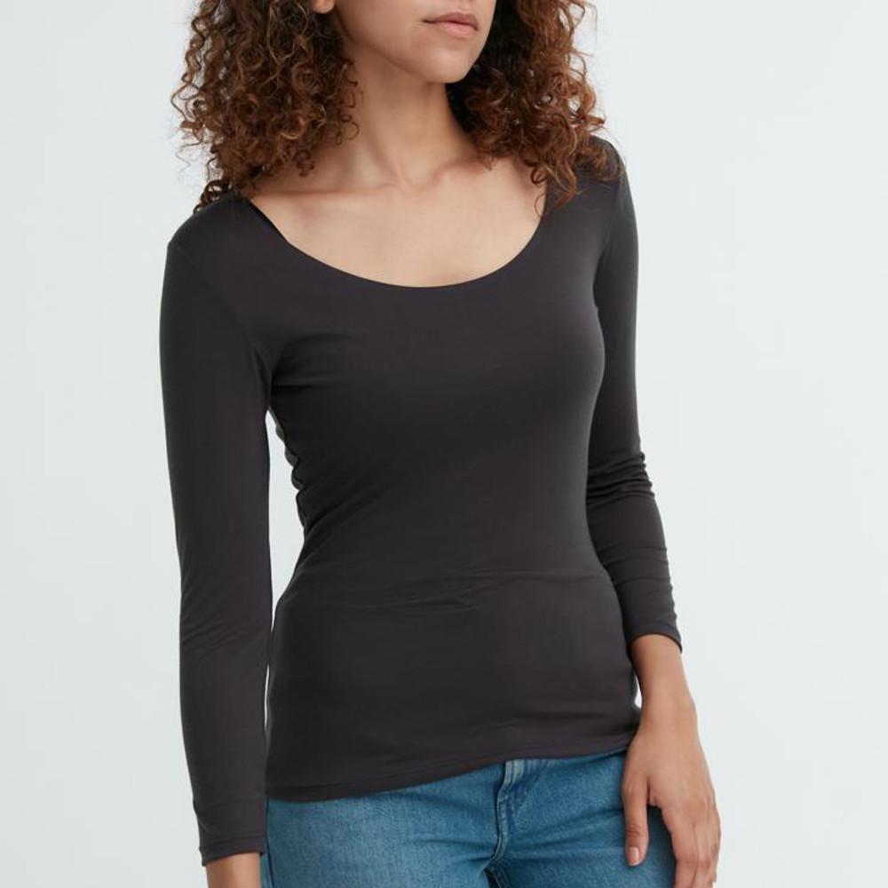 유니클로 여성 히트텍 발열 보온 내의 내복 히트텍U넥T 8부 472364