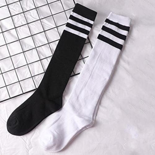 갓샵 스트라이프 롱 하이 니삭스 2color [학생 무릎 오버 양말 종아리 반장 양발]