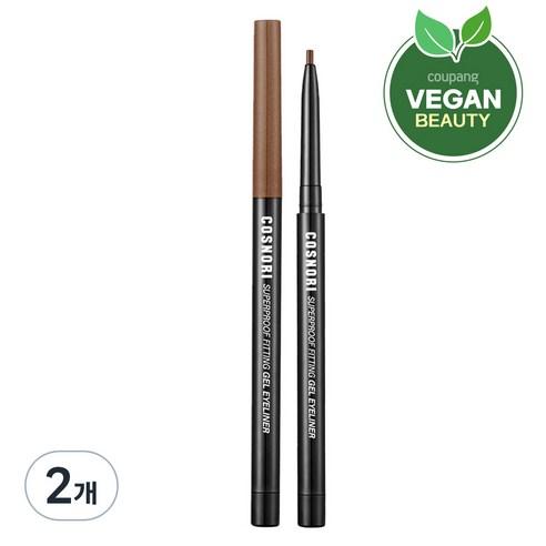코스노리 슈퍼프루프 피팅 젤 아이라이너 펜슬 0.13g, 02 블랙 브라운, 2개 - 아이라이너 | 쿠팡