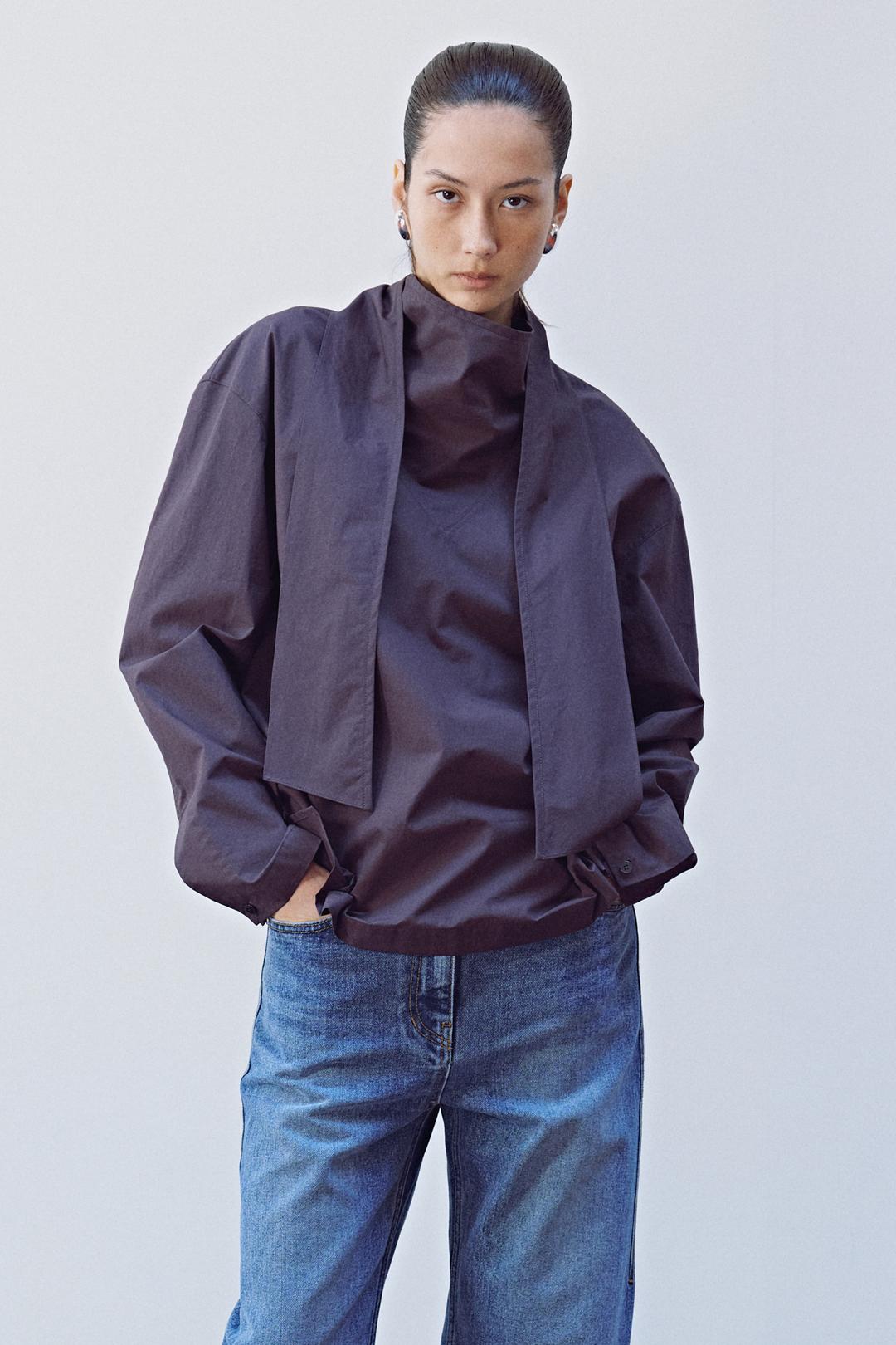 Cowl V-neck Cotton Blouse B106-9E