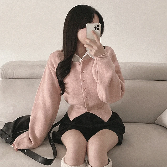 [도톰/허리잘록] 봉봉 입술 루즈핏 울가디건 니트스웨터