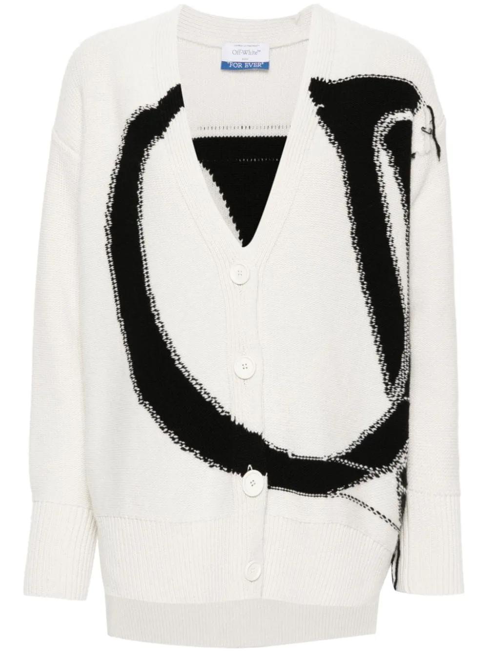 Off-White Ow Maxi Logo Wool Cardigan | White | FARFETCH VN