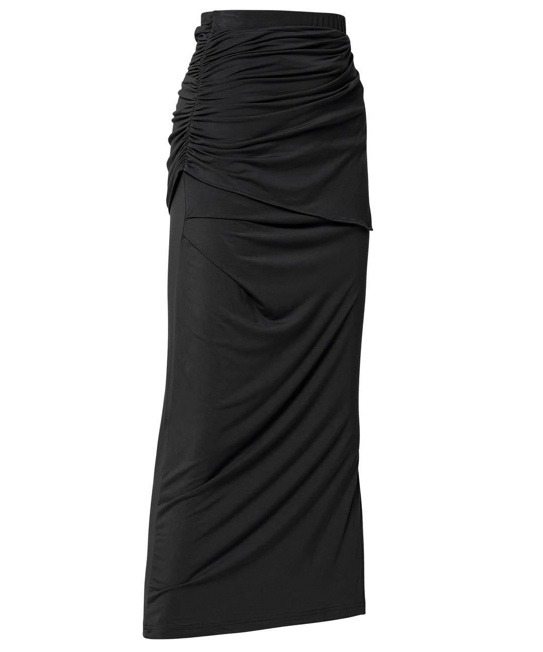 Layered Draped Jersey Maxi Skirt (FL-257_Black)