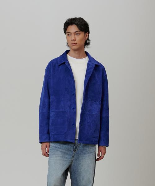 유니섹스 고트 스웨이드 프렌치 워크 자켓 블루