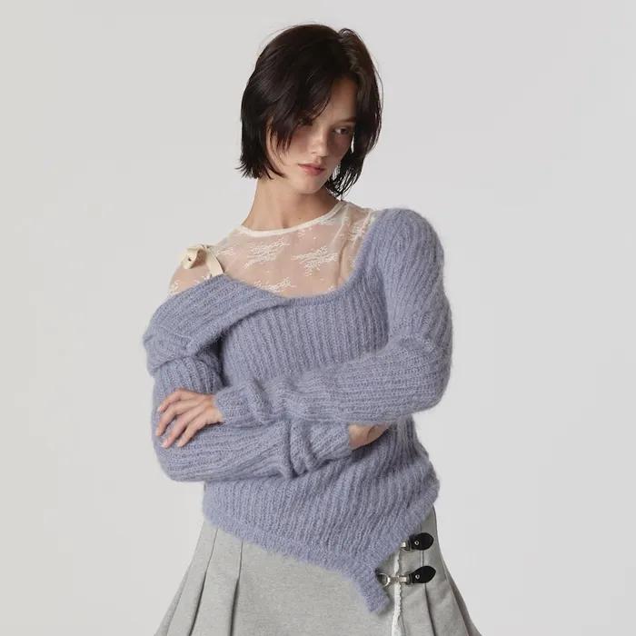 ISA ASYMMETRICAL KNIT TOP (4COLORS)