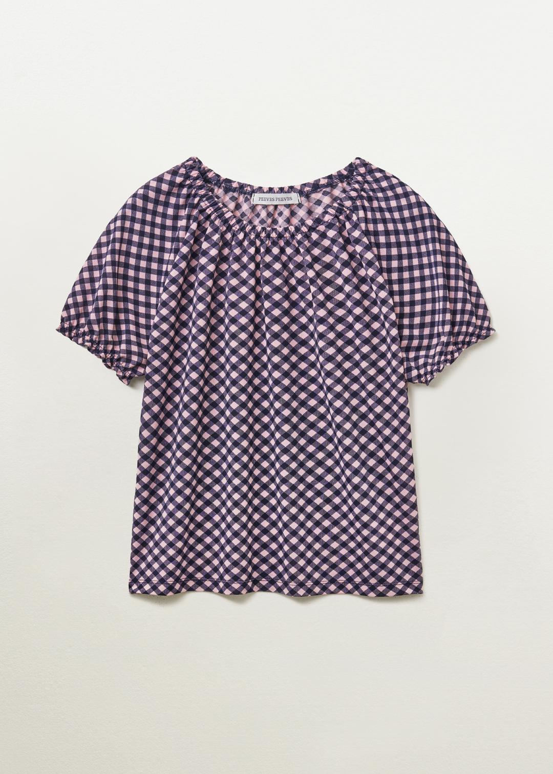 Shirred Check Top / Pink