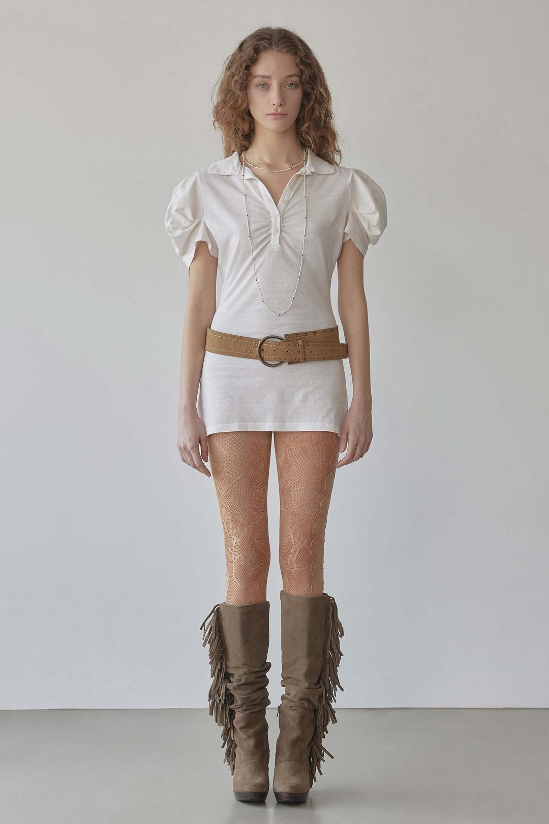 Shirring Tennis Dress Dirty White