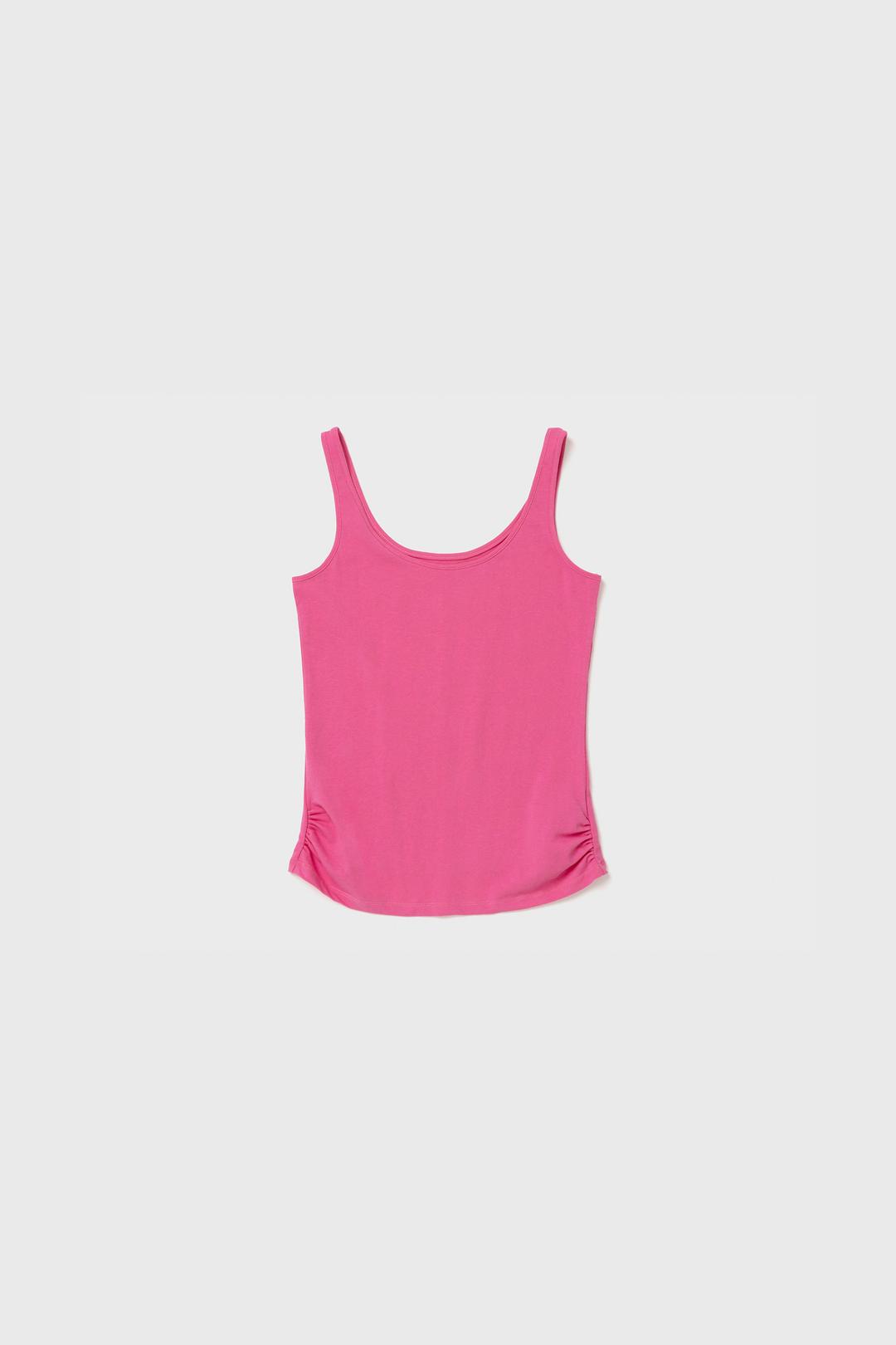 SIDE SHIRRING SLEEVELESS TOP (PINK)